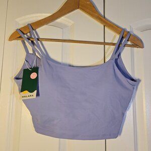 Halara Women's Double Straps Cropped Yoga Tank Top XL Light Blue/Lavender NWT